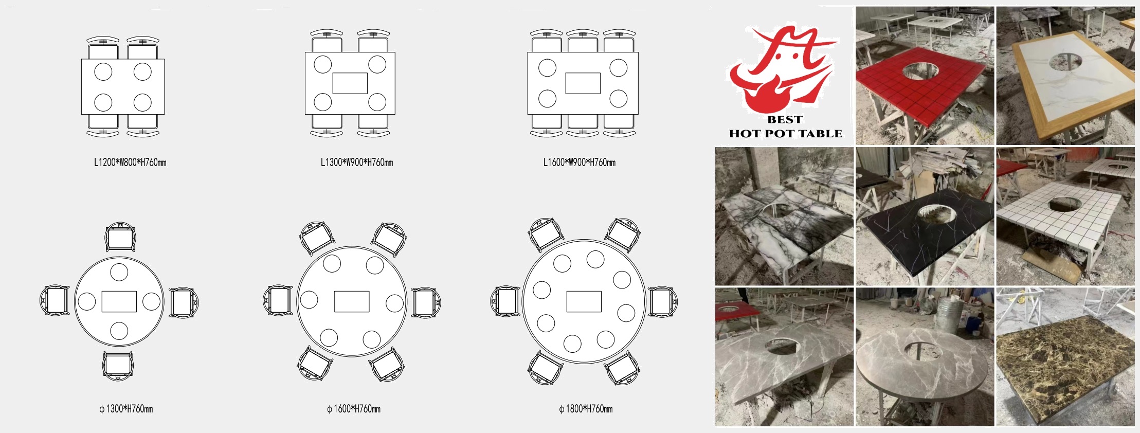 hot pot table size
